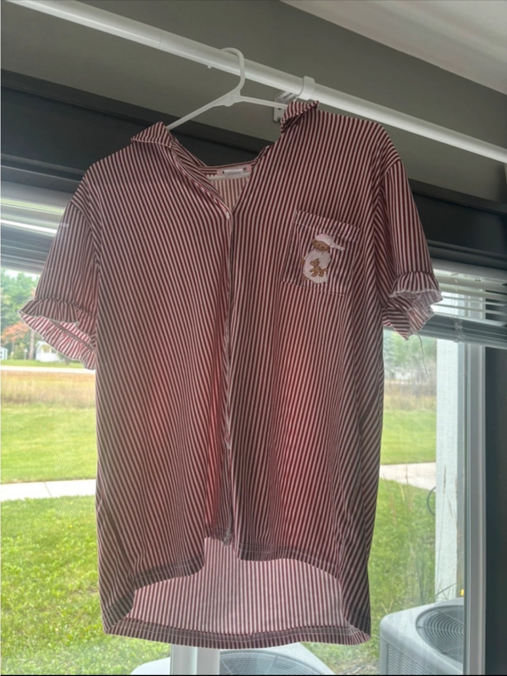 Amazon Red and White Striped Women’s Casual Button-Down Shirt